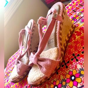 Ugg Like New Australia Amelie Ankle pink Tie Wedge Sandals